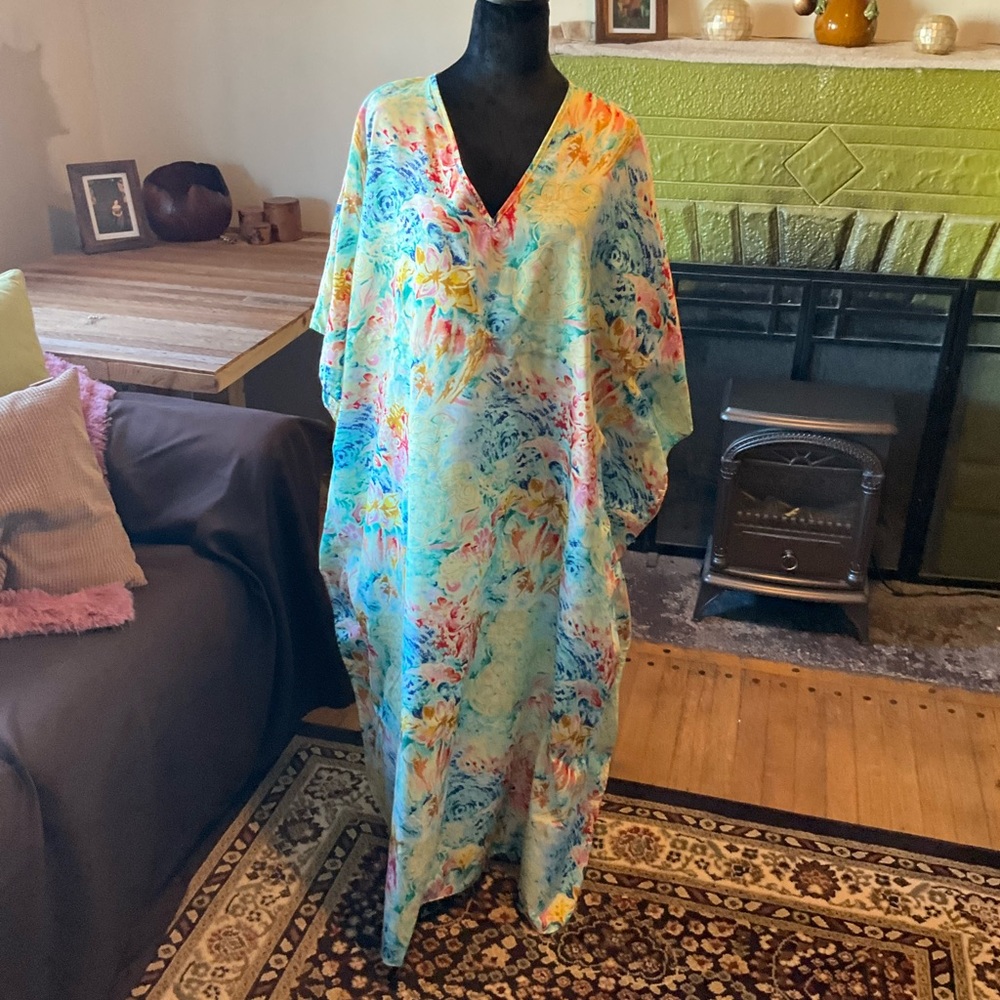 Colorful Floral Kaftan Dress